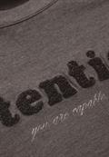T-Shirt mit Bouclé Wording dark nomad brown mel.