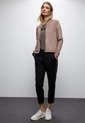 T-Shirt mit Bouclé Wording dark nomad brown mel.