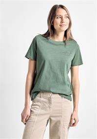 T-Shirt mit Brustprint raw salvia green