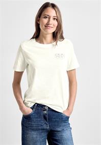 T-Shirt mit Brustprint vanilla white