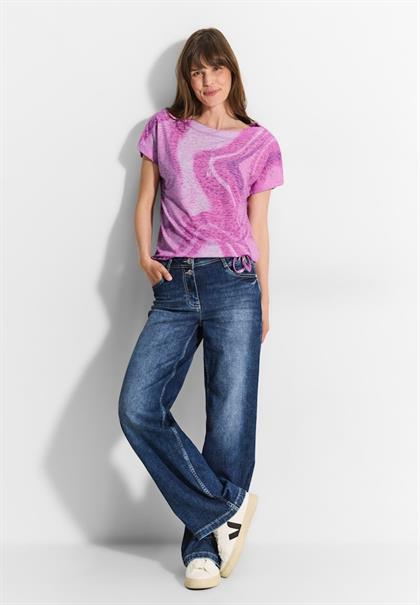 T-Shirt mit Burn Out Look bloomy pink