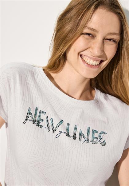 T-Shirt mit Burn-Out Muster vanilla white