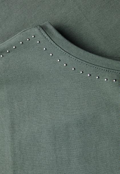 T-Shirt mit Dekosteinen dark balmy khaki