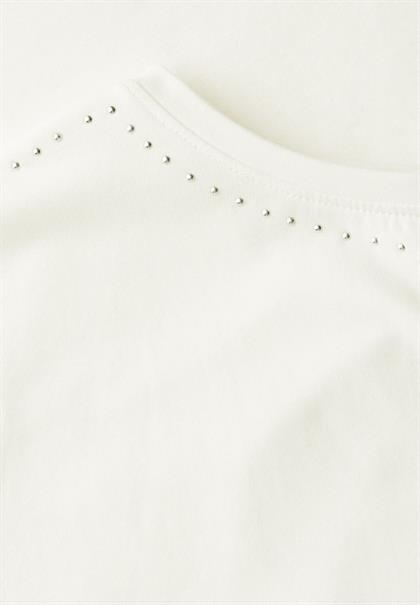 T-Shirt mit Dekosteinen vanilla white