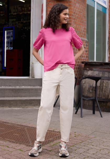 T-Shirt mit Embroidery Ärmeln simply pink