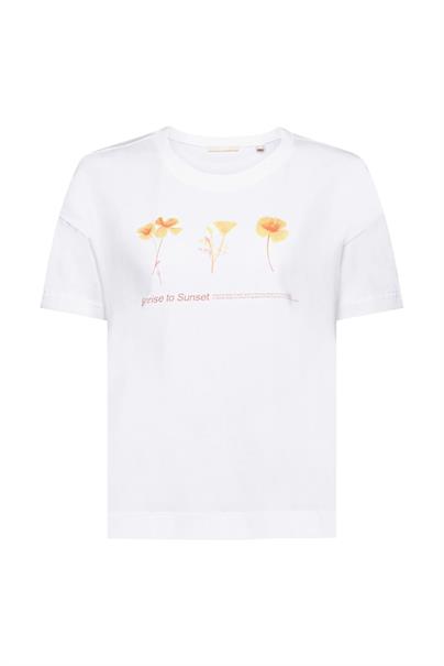 T-Shirt mit floralem Print auf der Brust white