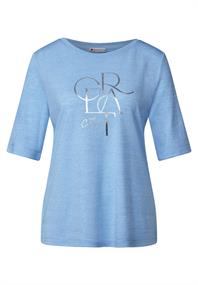 T-Shirt mit Folien-Wording serenity blue