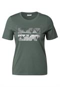 T-Shirt mit Folienprint dark balmy khaki