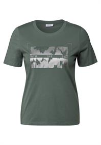 T-Shirt mit Folienprint dark balmy khaki