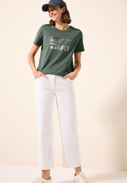 T-Shirt mit Folienprint dark balmy khaki
