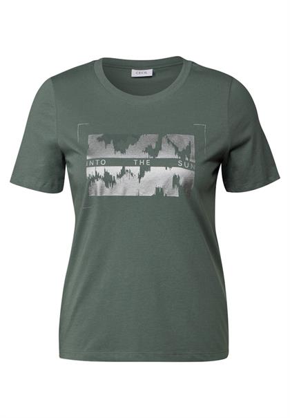 T-Shirt mit Folienprint dark balmy khaki