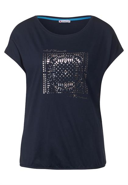 T-Shirt mit Folienprint deep blue