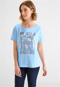 T-Shirt mit Folienprint light splash blue