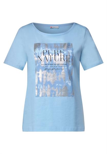 T-Shirt mit Folienprint light splash blue