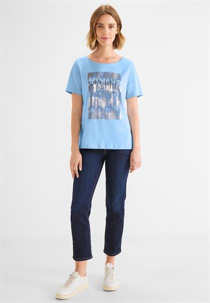 T-Shirt mit Folienprint light splash blue