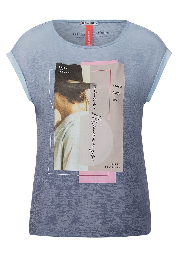 Street One Damen T-Shirt T-Shirt mit Fotoprint dark vintage blue bequem  online kaufen bei