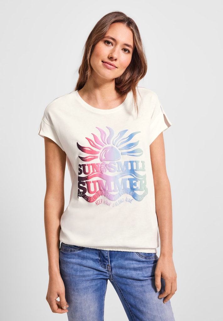 bequem kaufen carbon Damen Cecil online T-Shirt Fotoprint mit bei T-Shirt grey