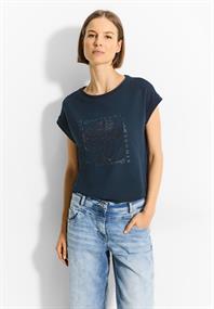 T-Shirt mit Frontprint dark petrol blue