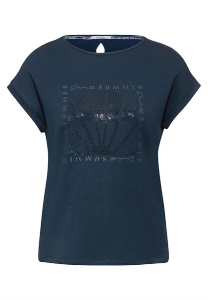 T-Shirt mit Frontprint dark petrol blue