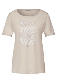 T-Shirt mit Frontprint smooth sand beige