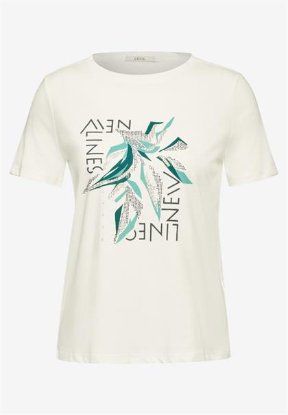 T-Shirt mit Frontprint vanilla white