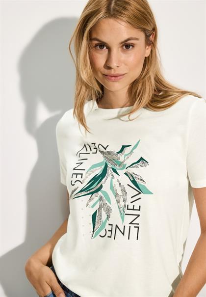 T-Shirt mit Frontprint vanilla white