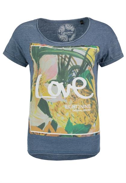 T-Shirt mit Frontprint vintage blue