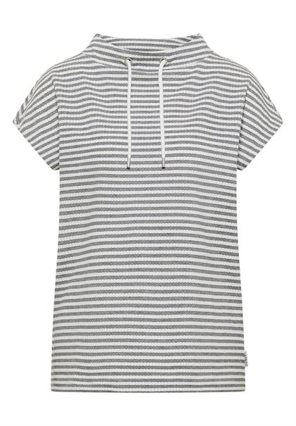 T-Shirt mit Funnel Neck und Streifen urban dark blue