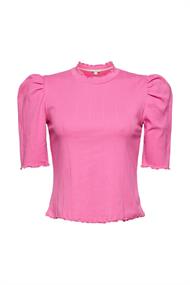 T-Shirt mit gerafften Schultern pink
