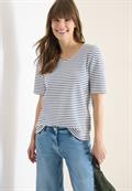 T-Shirt mit gerundetem V-Ausschnitt sporty denim blue