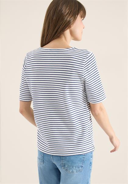 T-Shirt mit gerundetem V-Ausschnitt sporty denim blue