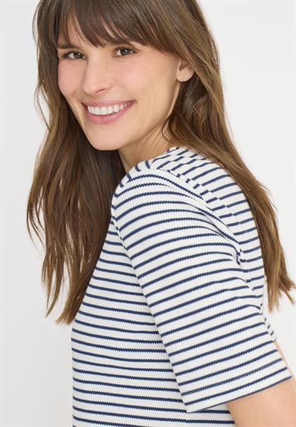 T-Shirt mit gerundetem V-Ausschnitt sporty denim blue