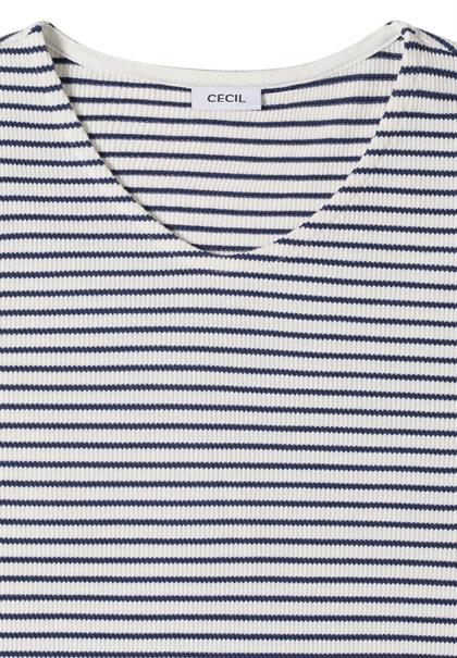 T-Shirt mit gerundetem V-Ausschnitt sporty denim blue