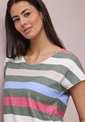 T-Shirt mit gerundetem V-Neck und Streifen bound green