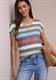 T-Shirt mit gerundetem V-Neck und Streifen bound green