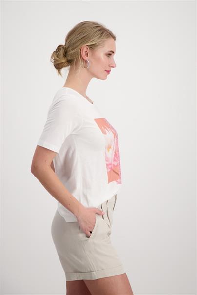 T-Shirt mit Glitzer Print off-white