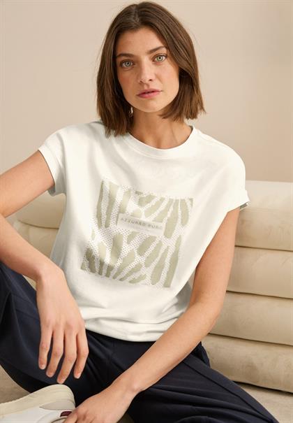 T-Shirt mit Glitzer-Print vanilla white