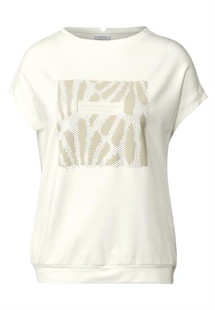 T-Shirt mit Glitzer-Print vanilla white