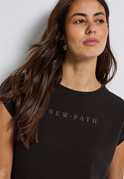 T-Shirt mit Glitzerdetails deep roast brown