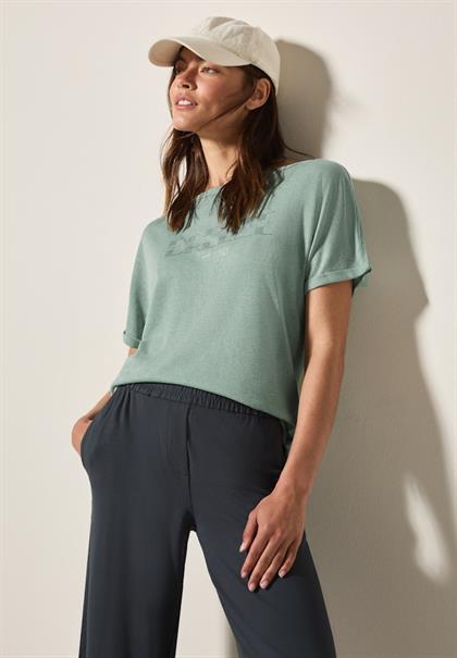 T-Shirt mit grafischem Print ice sage green