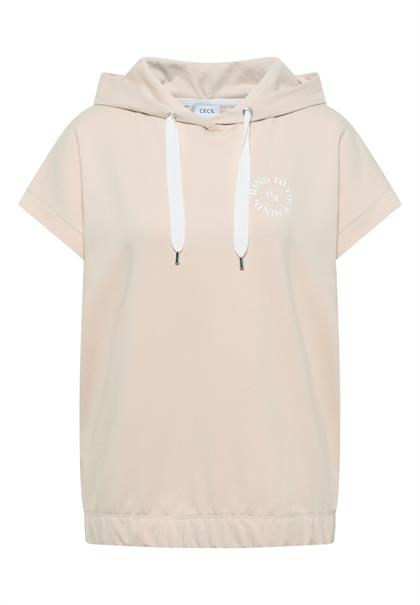 T-Shirt mit Hoodie und Printdetail pearl beige