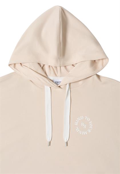 T-Shirt mit Hoodie und Printdetail pearl beige