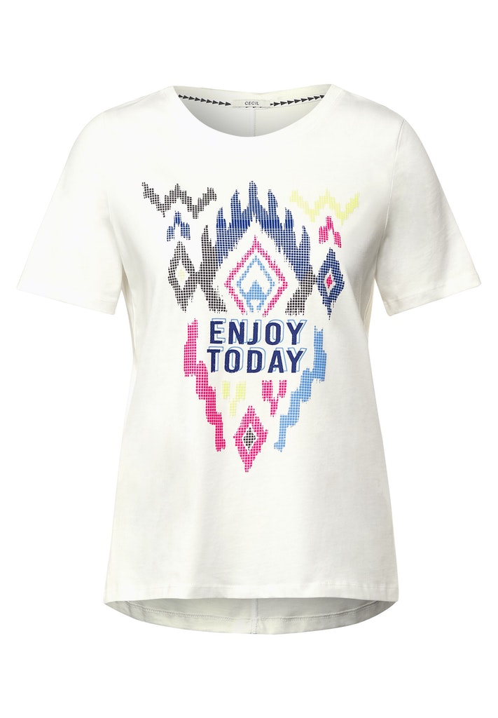 Cecil Damen T-Shirt T-Shirt mit Ikat Motiv vanilla white bequem online  kaufen bei