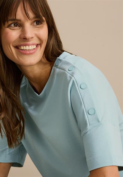 T-Shirt mit Knopfdetail cool salvia green