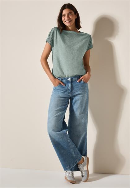 T-Shirt mit Knopfdetail dark balmy khaki