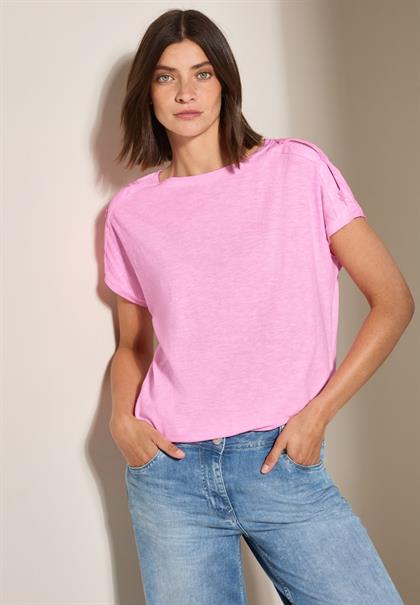 T-Shirt mit Knopfdetail fresh neon pink