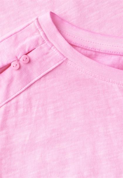 T-Shirt mit Knopfdetail fresh neon pink