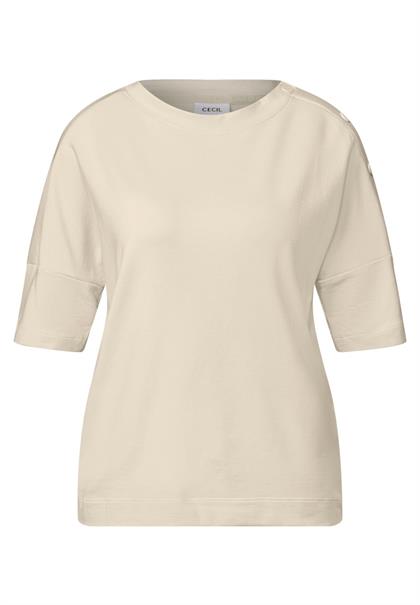 T-Shirt mit Knopfdetail light beige