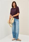 T-Shirt mit Knopfdetail mulberry red