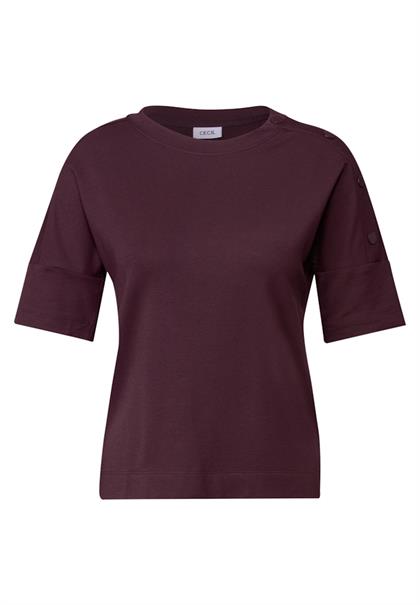 T-Shirt mit Knopfdetail mulberry red